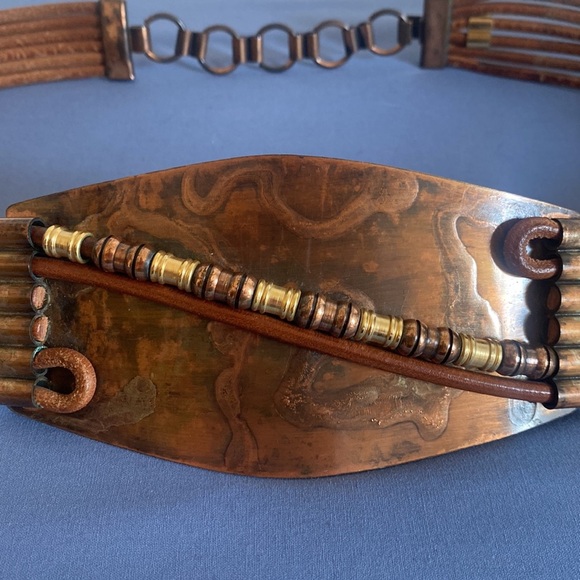 Vintage A. Ravid NY Copper and Leather Belt size M/L - Picture 2 of 10